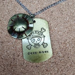 One Piece Luffy Skeleton Pendant Necklace The Straw Hat Pirates Rope Chain